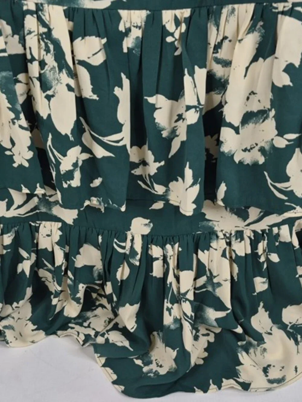 Abercrombie & Fitch Ruffle Tiered Maxi Dress Green Pattern Size S NWT $150